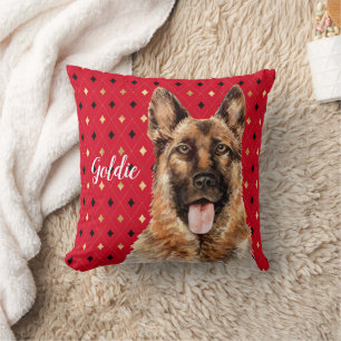 Aquarell Deutsche-Schäferhund-Hund personalisiert Kissen