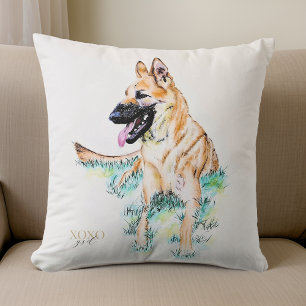 Aquarell Deutsche Schafherde Malinois XOXO Kissen