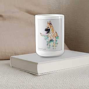 Aquarell Deutscher Schäferhund Malinois Personalis Kaffeetasse