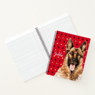 Aquarell Deutscher Schäferhund personalisiert Notizblock