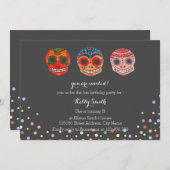 Aquarell Dia de los Muertos Skulls Einladung (Vorne/Hinten)