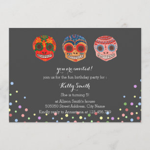 Aquarell Dia de los Muertos Skulls Einladung