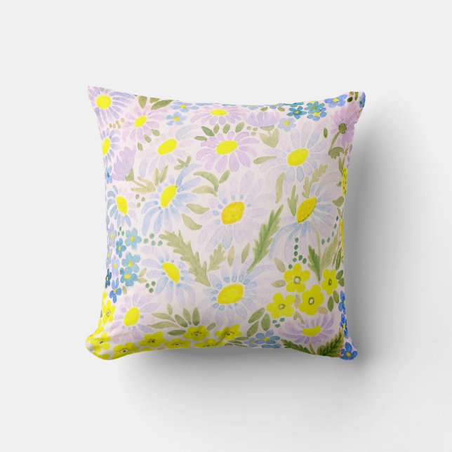 Aquarell Die Blume des Feldes . Chamomile Kissen (Vorderseite)
