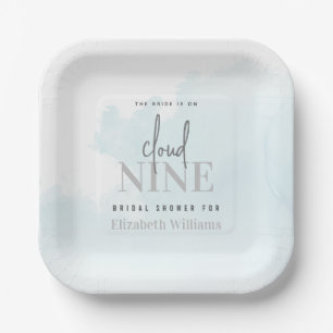 Aquarell Die Braut ist auf Wolke 9 Junggesellinnen Pappteller