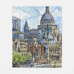 Aquarell-die Themse-Ufergegend der Fleecedecke