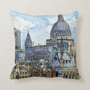 Aquarell-die Themse-Ufergegend der Kissen