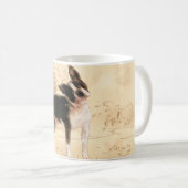 Aquarell-Digital-Kunst Bostons Terrier Kaffeetasse (VorderseiteRechts)