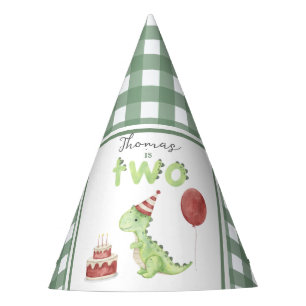 Aquarell-Dinosaurier 2. Geburtstag Partyhütchen