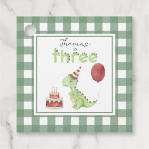 Aquarell-Dinosaurier 3. Geburtstag Geschenkanhänger