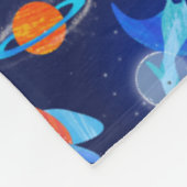 Aquarell-Dinosaurier-Astronauten im Weltraum Blau Fleecedecke (Ecke)