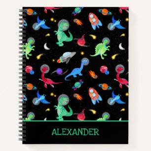 Aquarell-Dinosaurier-Astronauten im Weltraum Schwa Notizblock