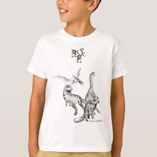 Aquarell-Dinosaurier-Kinder toben und brüllen T-Shirt