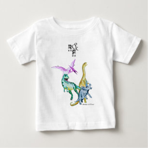 Aquarell-Dinosaurier-Toben und Brüllen Baby T-shirt