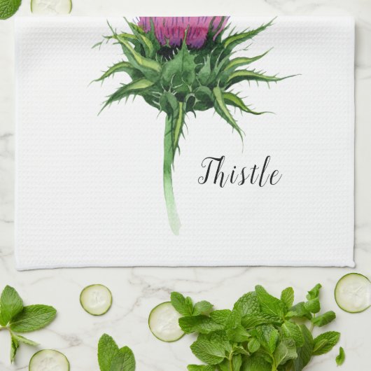Aquarell-Distel-Botanik Geschirrtuch (Gefaltet)