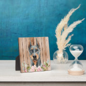 Aquarell Doberman & Blume Fotoplatte (InSitu)