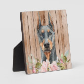 Aquarell Doberman & Blume Fotoplatte (Vorderseite)