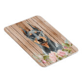 Aquarell Doberman & Blume Magnet (Rechte Seite)