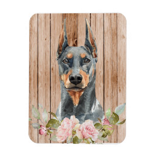 Aquarell Doberman & Blume Magnet
