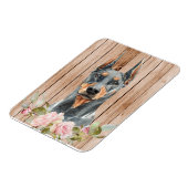 Aquarell Doberman & Blume Magnet (Linke Seite)