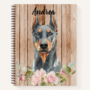 Aquarell Doberman & Blume Notizblock