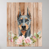 Aquarell Doberman & Blume Poster (Vorne)