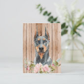 Aquarell Doberman & Blume Postkarte (Stehend Vorderseite)