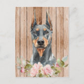 Aquarell Doberman & Blume Postkarte (Vorderseite)
