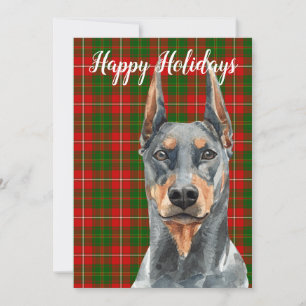 Aquarell Dobermann Pinscher Hund Maßanfertigung Feiertagskarte