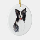 Aquarell Dog Border Collie Weihnachten Keramik Ornament (Rechts)