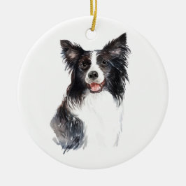 Aquarell Dog Border Collie Weihnachten Keramik Ornament
