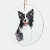 Aquarell Dog Border Collie Weihnachten Keramik Ornament (Links)
