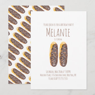 Aquarell-Donut 11. Geburtstag Süße Eclairs Einladung