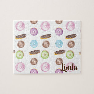 Aquarell-Donuts Eclairs Doughnut Bunt Puzzle