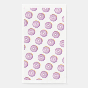 Aquarell-Donuts Handgemaltes Muster Lila Serviette