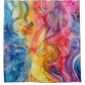 Aquarell-Doodle-Duschvorhang Duschvorhang (Vorderseite)