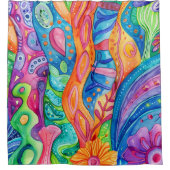 Aquarell-Doodle-Duschvorhang Duschvorhang (Vorderseite)