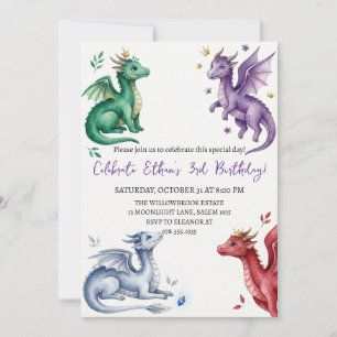 Aquarell-Drache-Geburtstagseinladung Einladung