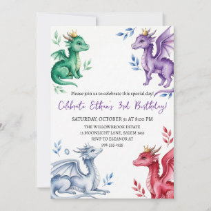 Aquarell-Drache-Geburtstagseinladung Einladung
