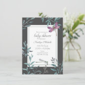 Aquarell Dragonfly Garden Grüne Babydusche Einladung (Stehend Vorderseite)