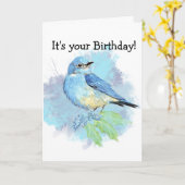 Aquarell-Drossel-Garten-Vogel-Kunst Karte (Gelbe Blume)