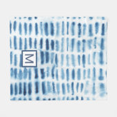Aquarell-Druck des Monogramm-| Indigio Fleecedecke (Vorderseite (Horizontal))
