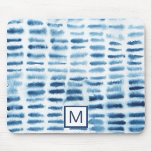 Aquarell-Druck des Monogramm-  Indigio Mousepad