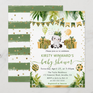 Aquarell Dschungel Zebra Babyparty Einladung