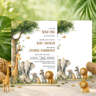 Aquarell-Dschungeltiere-Baby-Shower-Einladung Einladung