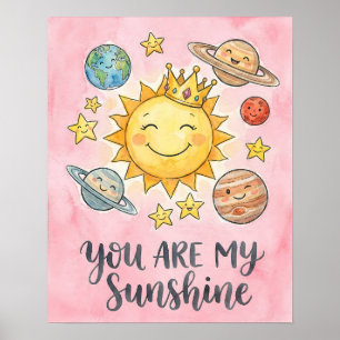 Aquarell "Du bist mein Sonnenschein" Süße Weltraum Poster