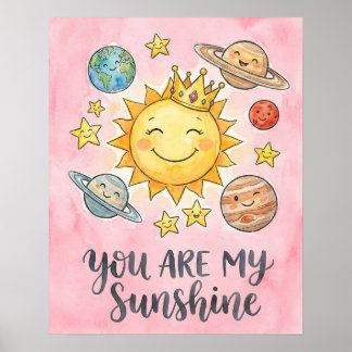 Aquarell "Du bist mein Sonnenschein" Süße Weltraum Poster