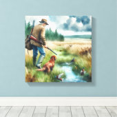 Aquarell Duck Hunter Stretched Canvas Print Leinwanddruck (Insitu (Holzboden))