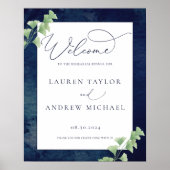 Aquarell Dunkle blaue Grüne Probe Abendessen Poster (Vorne)