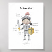 Aquarell dunkle Haare Mädchen die Rüstung Gottes d Poster (Vorne)