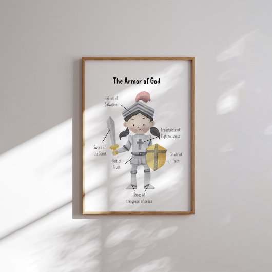 Aquarell dunkle Haare Mädchen die Rüstung Gottes d Poster